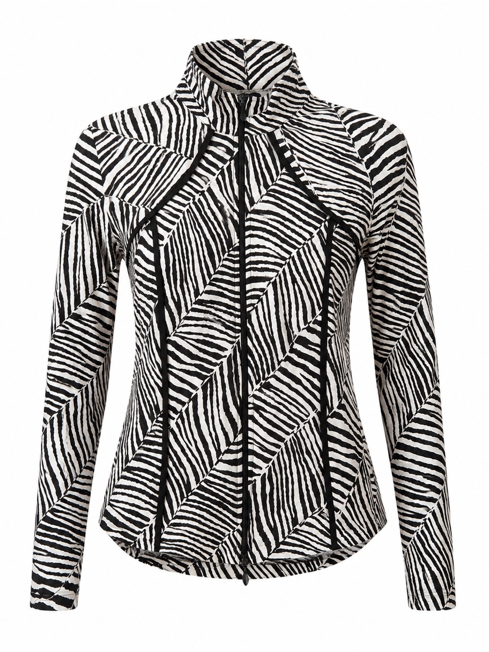 Joseph Ribkoff Zebra Print Zip Front Stretch Jacket Size 14 Black White Canada